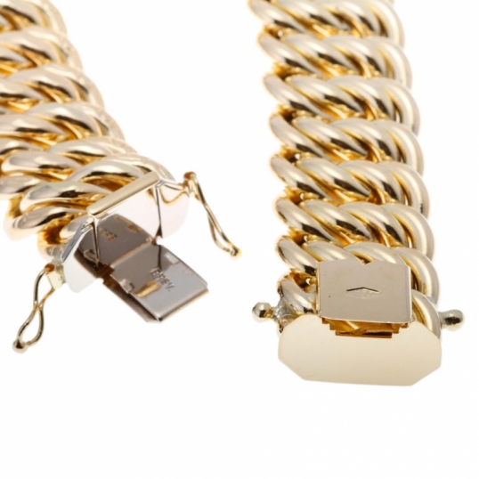Bracelet en or jaune, maille americaine 11.2 mm - 11.6 mm : Longueur - 19  Mixte - Le Manège à Bijoux®
