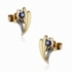 Boucles d'oreilles en or rhodié, saphir - A