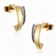 Boucles d'oreilles en or rhodié, diamants - A