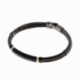 Bracelet jonc en or jaune et cables acier noir - A