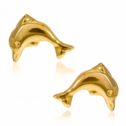 Boucles d'oreilles en or jaune, dauphin