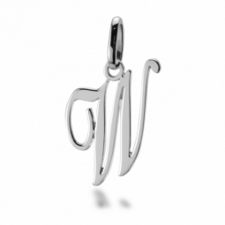 Pendentif alphabet en or gris, lettre W