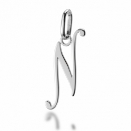 Pendentif alphabet en or gris, lettre N