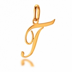 Pendentif alphabet en or jaune, lettre T