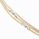 Chaine de cheville en plaqué or, triple chaine et perles synthétiques - B