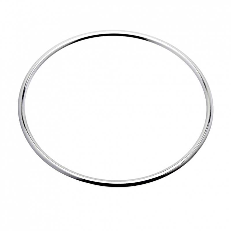 Bracelet jonc en argent rhodié fil rond 3,5 mm : Longueur - 65