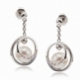 Boucles d'oreilles en argent rhodié, perle de culture et oxydes de zirconium - A