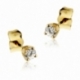 Boucles d'oreilles en or jaune, diamant, 4 griffes - A