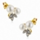 Boucles d'oreilles en or rhodié, perles de culture et diamants - A