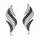 Boucles d'oreilles en argent rhodié et rhodié noir, oxydes de zirconium blancs et noirs - A