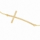 Bracelet en plaqué or et oxydes zirconium, croix - B