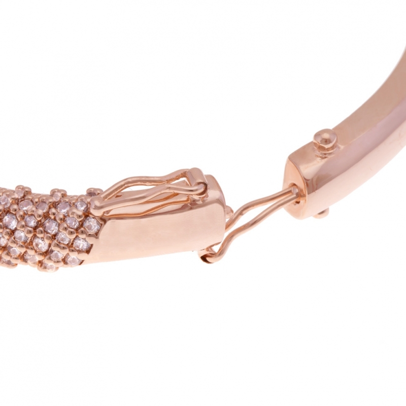 Bracelet jonc en bronze plaqué or rose et oxydes de zirconium : Longueur -  PM Femme - Le Manège à Bijoux®