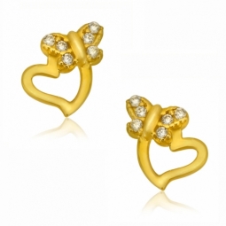 Boucles d'oreilles en or jaune et oxydes de zirconium