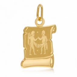 Médaille zodiaque en or jaune, gémeaux