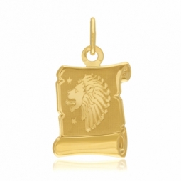 Médaille zodiaque en or jaune, lion