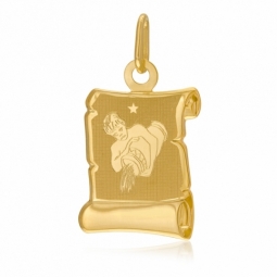 Médaille zodiaque en or jaune, verseau