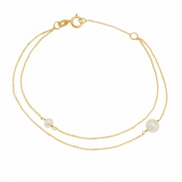Bracelet en or jaune, perles de culture