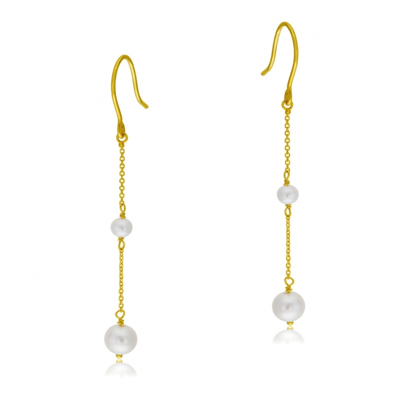 Boucles d'oreilles pendantes en or jaune : Longueur - Taille Unique - Le  Manège à Bijoux®