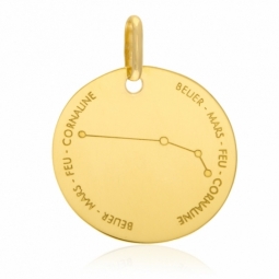 Médaille zodiaque en or jaune, bélier 