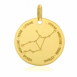 Médaille zodiaque en or jaune, vierge 