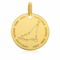 Médaille zodiaque en or jaune, capricorne 