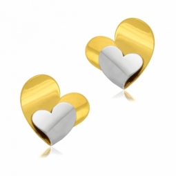 Boucles d'oreilles en or jaune rhodié, coeur