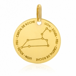 Médaille zodiaque en or jaune, lion 