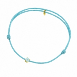 Bracelet cordon bleu clair en or jaune, oxyde de zirconium