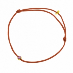 Bracelet cordon rouge en or jaune, oxyde de zirconium