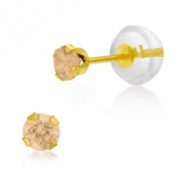 Boucles d'oreilles en or jaune, oxyde de zirconium