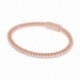 Bracelet jonc en bronze plaqué or rose et oxydes de zirconium - A