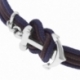 Bracelet en acier, fils polyester marron et bleu, ancre - B