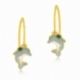 Boucles d'oreilles dormeuses en or jaune et laque, dauphin - A