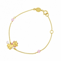 Bracelet en or jaune et laque, cristaux de synthèse roses, Marie Disney 