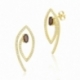 Boucles d'oreilles en or jaune, quartz fumé et oxydes de zirconium - A