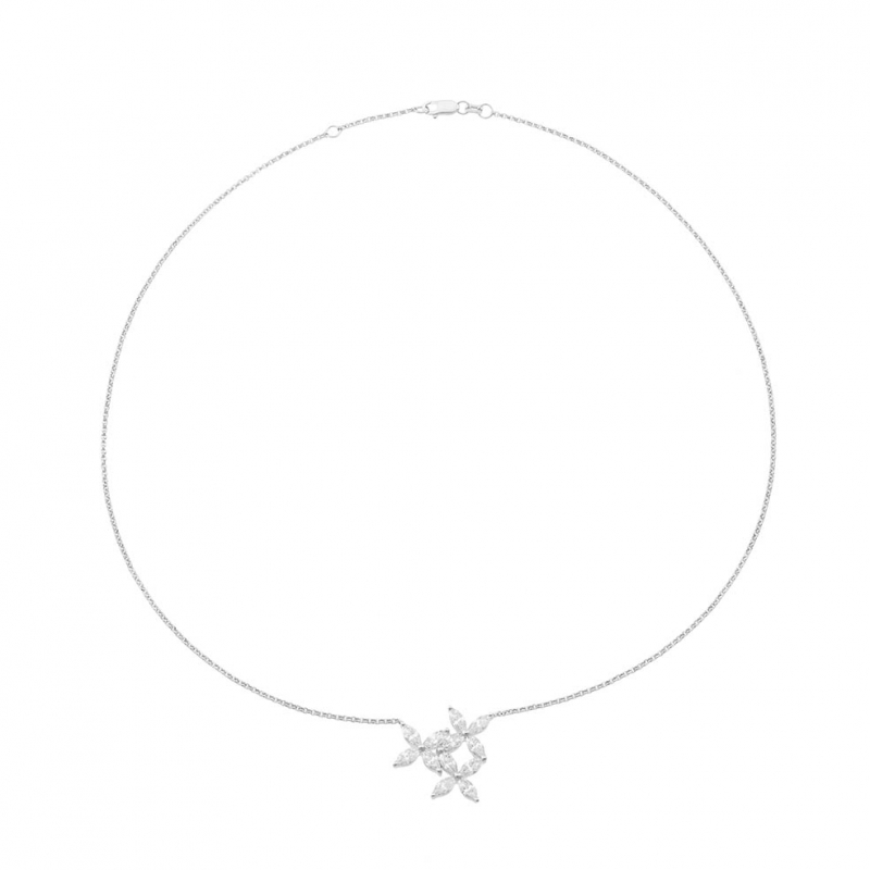 Collier en argent rhodié, signe du zodiaque balance, oxydes de zirconium :  Longueur - 40 Femme - 2.73 g - Le Manège à Bijoux®