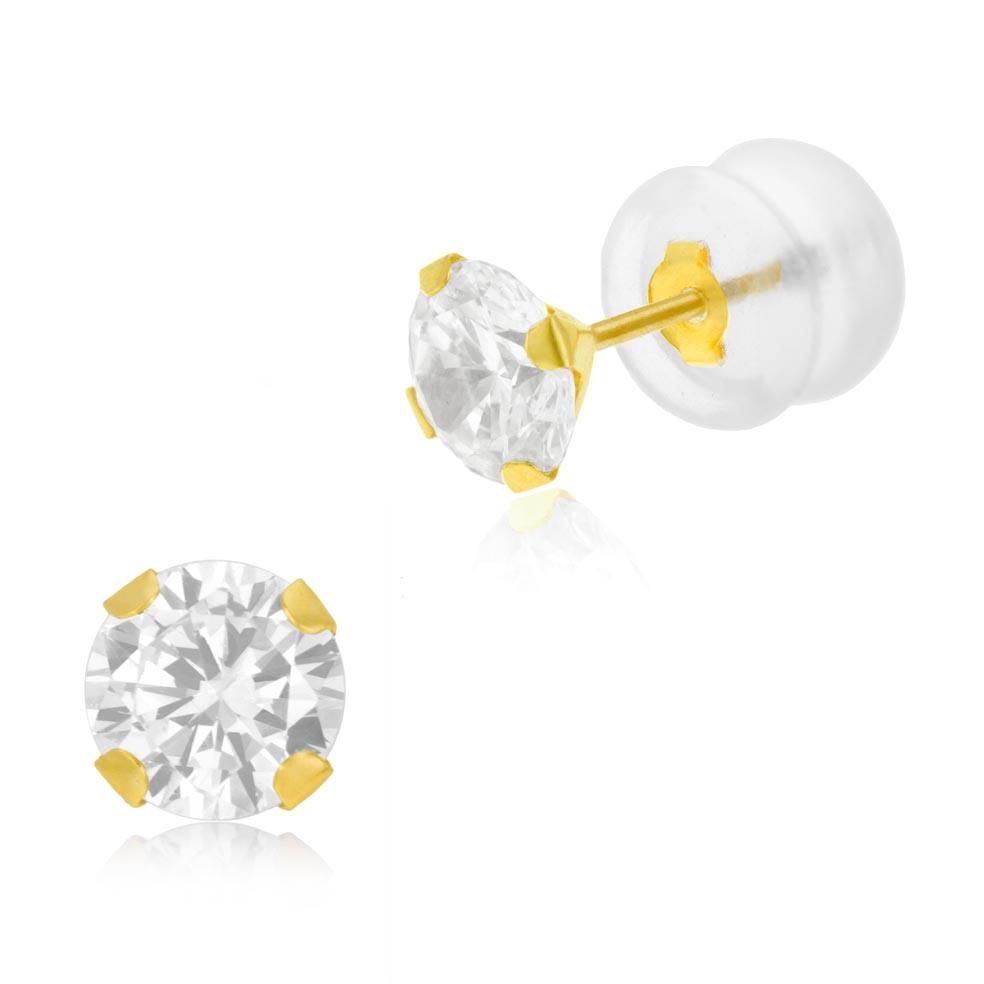 Boucles d'oreilles dormeuses en or jaune, oxyde de zirconium : Longueur -  Taille Unique - Le Manège à Bijoux®