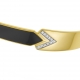 Bracelet jonc en plaqué or, laque noire et oxydes de zirconium - B