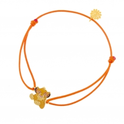 Bracelet cordon orange  en or jaune et laque, Simba Disney