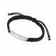 Bracelet cordon noir en acier, plaque rectangle mate - A