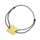 Bracelet cordon noir en plaqué or, plaque carré 20 mm - A
