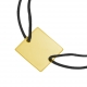 Bracelet cordon noir en plaqué or, plaque carré 20 mm - B