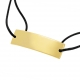 Bracelet cordon noir en plaqué or, plaque rectangle 10mm - B