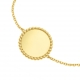 Bracelet en plaqué or, plaque ronde perlée 18 mm - B