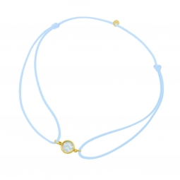 Bracelet cordon en or jaune, nacre et laque bleue 