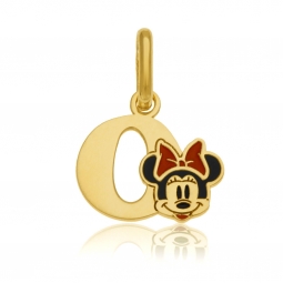 Pendentif en or jaune et laque, lettre O, Minnie Disney