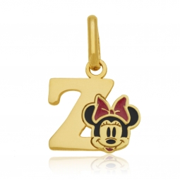 Pendentif en or jaune et laque, lettre Z, Minnie Disney