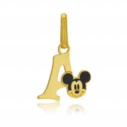 Pendentif en or jaune et laque, lettre A, Mickey Disney