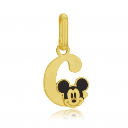 Pendentif en or jaune et laque, lettre C, Mickey Disney