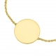 Bracelet en plaqué or, plaque ronde 19 mm, motif pointillé - B